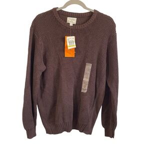 Field & Stream Mens Crew Sweater Cocoa Brown Cotton Knit Medium Fisherman NEW